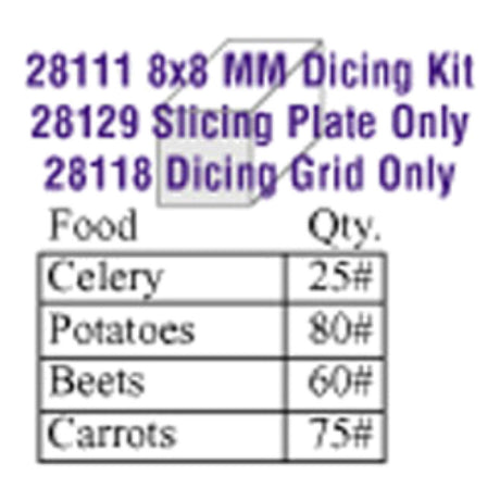 Robot Coupe 28111 Dicing Kit 8 X 8mm (5/16") Includes: Slicing Disc (28129) & Dicing Grid (28118)