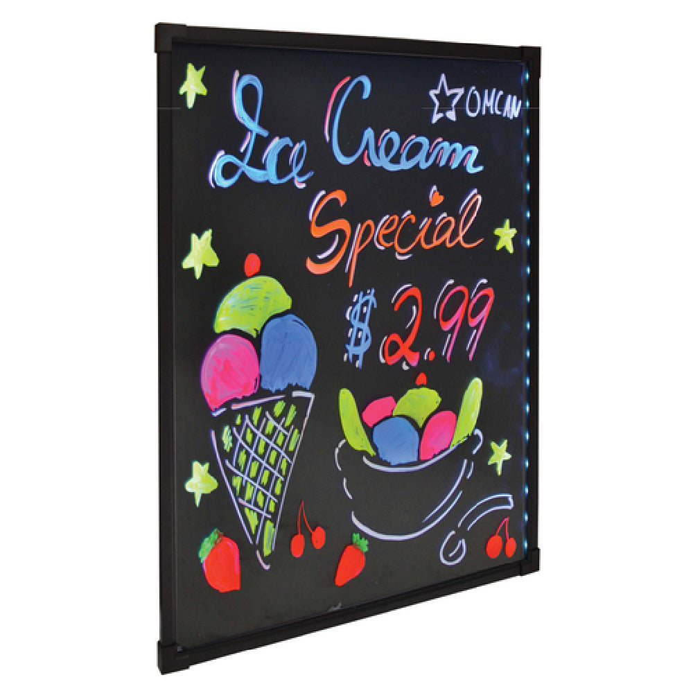 Omcan 39859 (39859) Write-On Menu Board Wall Mount Refined Tempered Glass LED Flash Board