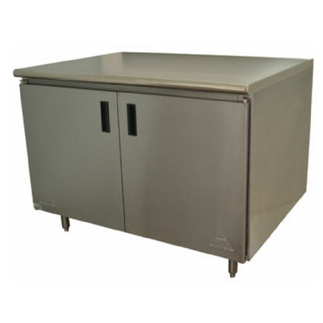 Advance Tabco EHB-SS-304M-X Special Value Economy Work Table 48"W X 30"D Cabinet Base With Mid-shelf & Hinged Doors