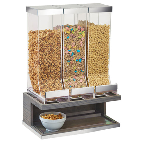 Cal Mil 3823-83 Ashwood Cereal Dispenser (3) 10L Capacity Bins 17-1/2"W X 9-1/2"D X 24"H