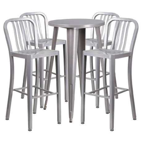 Flash Furniture CH-51080BH-4-30VRT-SIL-GG Table And Bar Stool Set Includes (1) 24" Dia. X 41"H Table