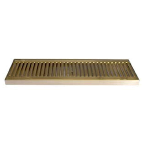 Micro Matic DP-120DSSPVD-18-P Surface Mount Drip Tray 18"W X 5"D X 3/4"H With 3-1/2" Drain Nipple