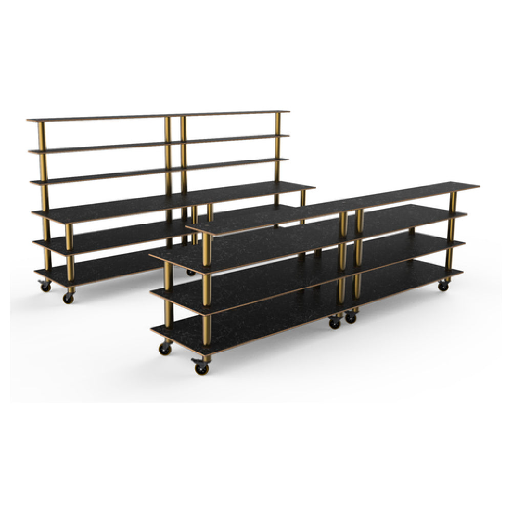 Steelite MGCMLC11MBXW Mogogo Buffet Solutions Modular Double Bar Includes: (1) 142" X 29-1/2" X 73"H Back Bar & (1) 142" X 34-1/2" X 47-1/2"H Front Bar