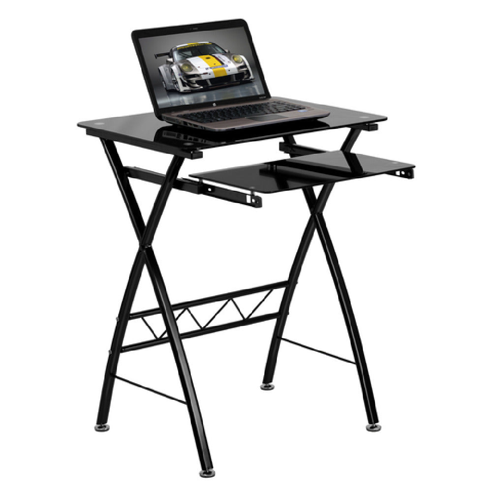 Flash Furniture NAN-CP-60-GG Computer Desk 23-5/8"W X 17-7/10"D X 29-4/5"H Black Tempered Glass Top