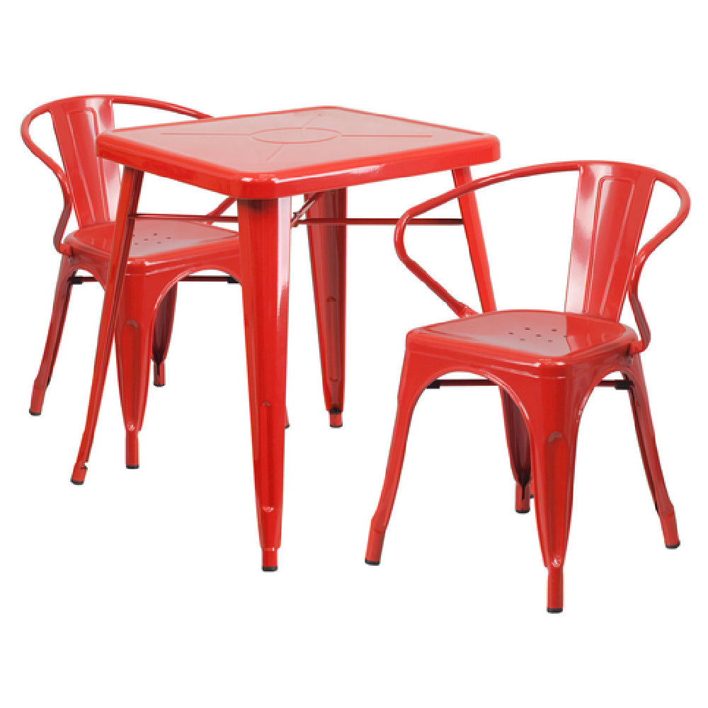 Flash Furniture CH-31330-2-70-RED-GG Table And Chair Set Includes (1) 23-3/4"W X 23-3/4"D X 29"H Table (footprint: 27-3/4"W X 27-3/4"D)