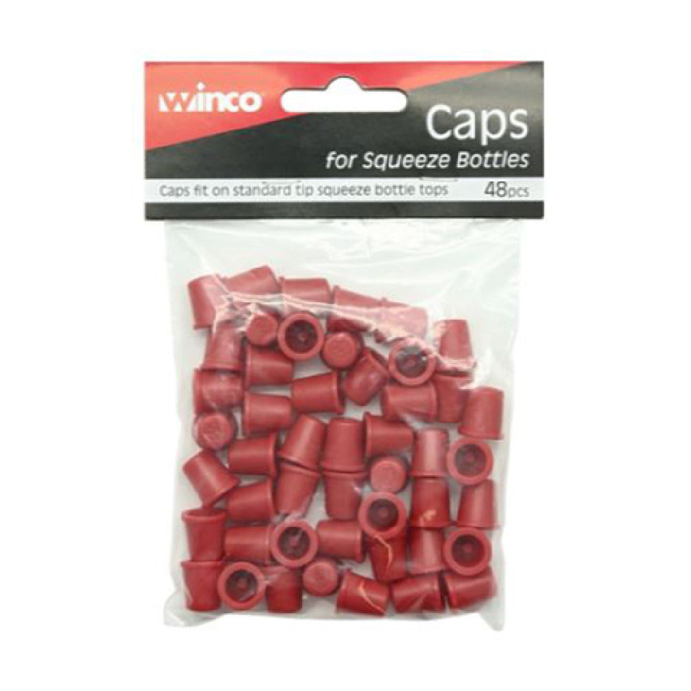 Winco PSW-CAP Squeeze Bottle Top Cap Red (48 Each Per Pack)