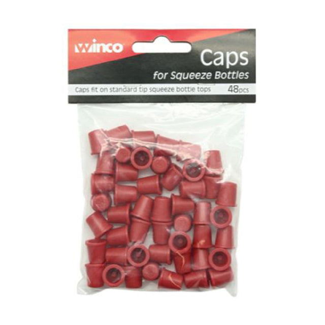 Winco PSW-CAP Squeeze Bottle Top Cap Red (48 Each Per Pack)