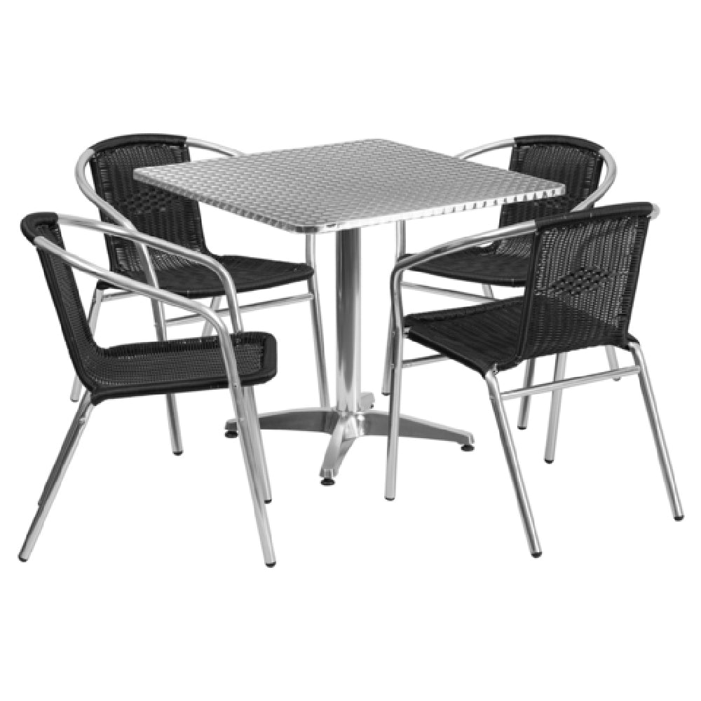 Flash Furniture TLH-ALUM-32SQ-020BKCHR4-GG Table & Chair Set Includes (1) 31-1/2"W X 31-1/2"D X 27-1/2"H Table