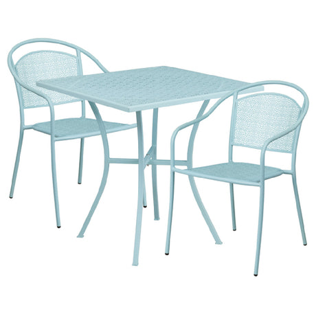 Flash Furniture CO-28SQ-03CHR2-SKY-GG Patio Table Set Includes (1) Table: 28"W X 28"D X 28-1/4"H