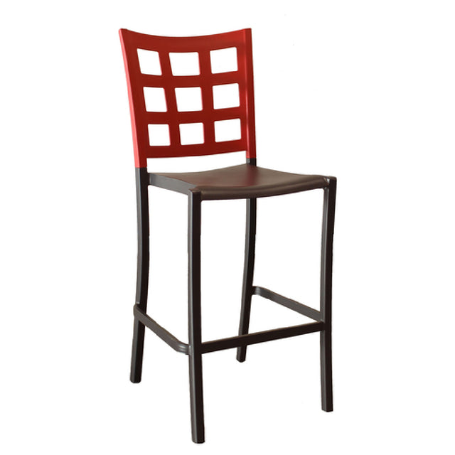 Grosfillex US046202 Plazza Stacking Barstool Window Back Design Aluminum Seat And Frame