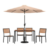 Flash Furniture XU-DG-304860364-UB19BTN-GG Patio Dining Table Set Includes (1) 48"W X 30"D Rectangular Table