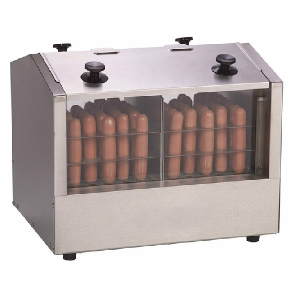 Antunes HDH-3DR Hot Dog Hutch Two Side-by-side Hot Dog Steamer Compartments Capacity (66) 7" Hot Dogs