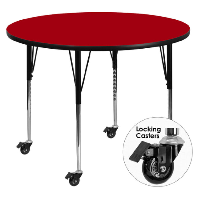 Flash Furniture XU-A42-RND-RED-T-A-CAS-GG Activity Table 42" Dia. X 22-1/4" To 30-2/5" Adjustable Height