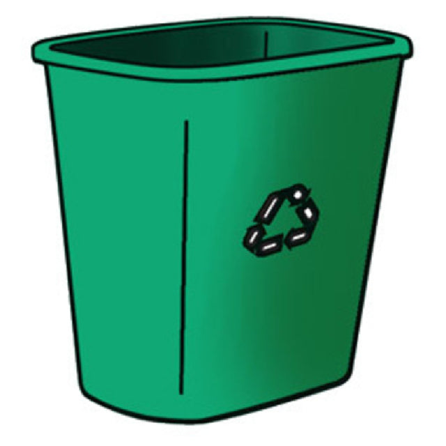 Rubbermaid FG295606GRN - Deskside Recycling Container, 28 Qt., 14-3/8"W X 10-1/4"D X 15-1/8"H
