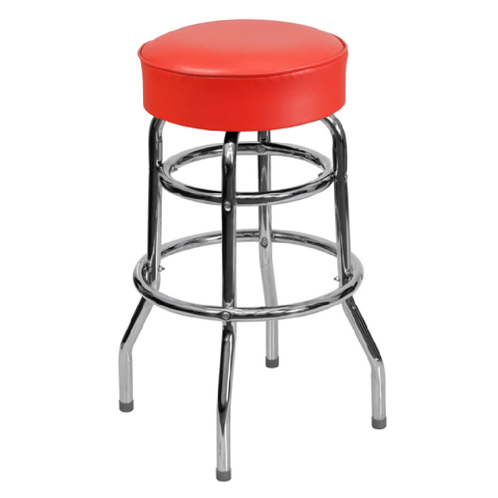 Flash Furniture XU-D-100-RED-GG Bar Stool Backless Red Vinyl Upholstered Padded Swivel Seat