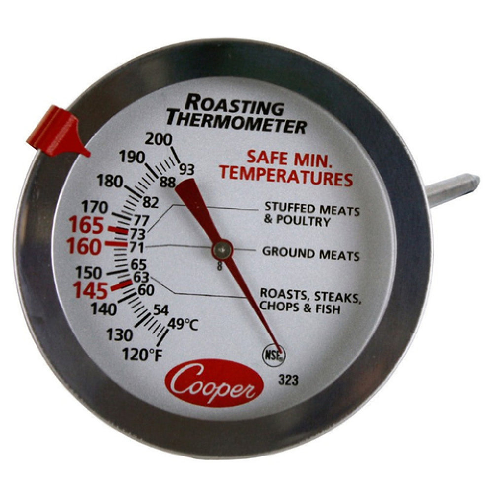 Cooper Atkins 323-0-1 Meat Thermometer Zoned 2-1/2" (6.3cm) Dia. Dial Type With 6" (15.2cm) Stem Length And .190" (0.48cm) Shaft Dia.