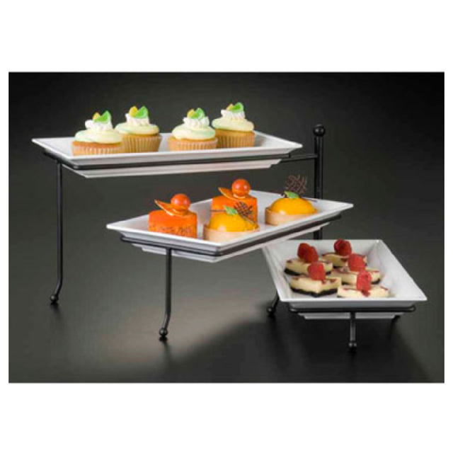 American Metalcraft TTMEL3 Ironworks™ Stand Set 3-tier Includes: One 17-3/8"L X 7-1/2"D X 10"H Wrought Iron Stand And Three 14-1/4"L X 7-1/2"W Melamine Platters (hand Wash Only)