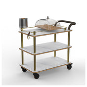 Steelite MGCRNX04CBXX Mogogo Rollin Cheese Plate And Wine Cart With Leather Handle White Carrera Brushed Brass