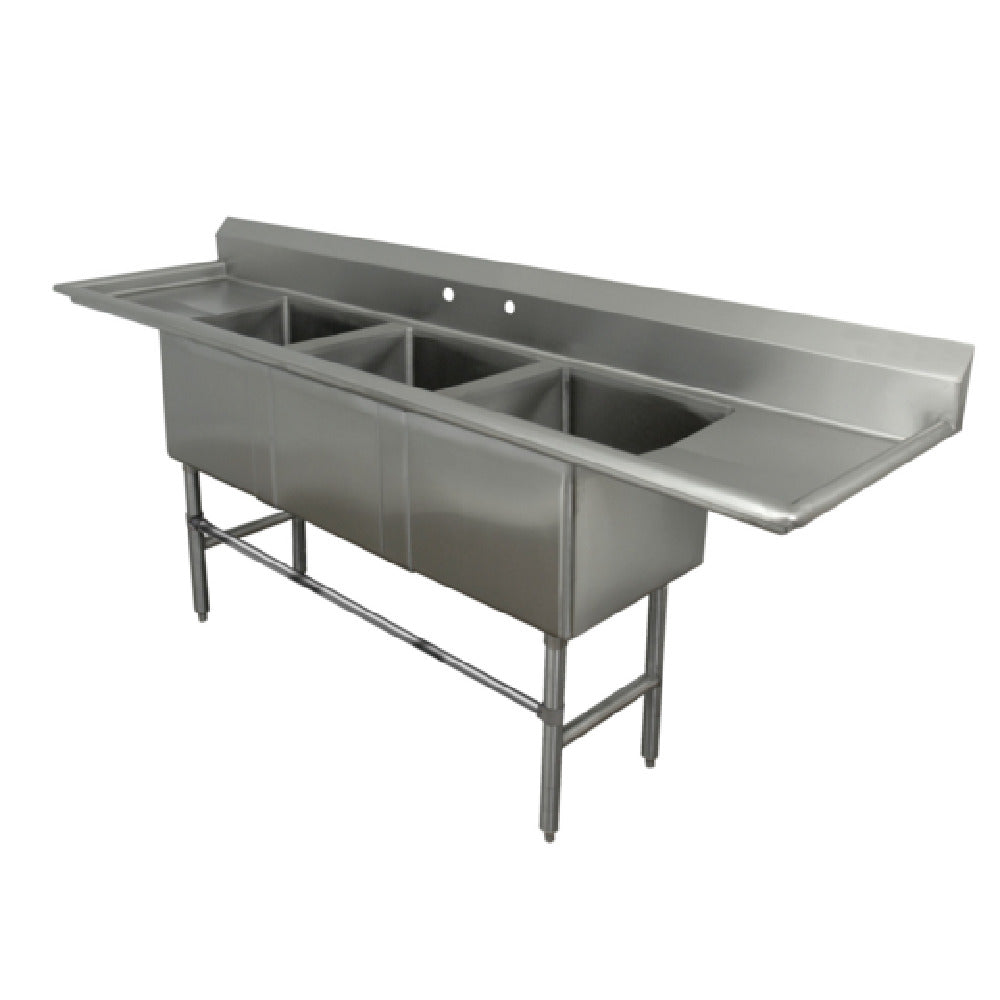 Advance Tabco FC3M-2028-24RLX Fabricated Sink 3-compartment 24" Right & Left Drainboards