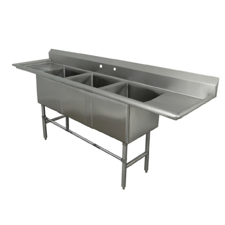 Advance Tabco FC3M-2028-24RLX Fabricated Sink 3-compartment 24" Right & Left Drainboards