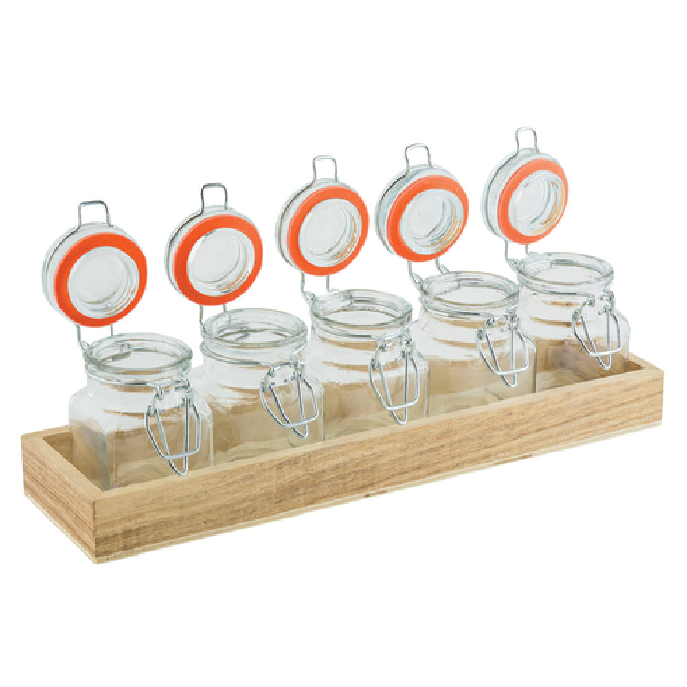 Tablecraft HFLGLASS5 Cash & Carry Tasting Flight Set Includes: (1) 11-3/8" X 3 X 3-3/8" Wood Crate (hand Wash Only)