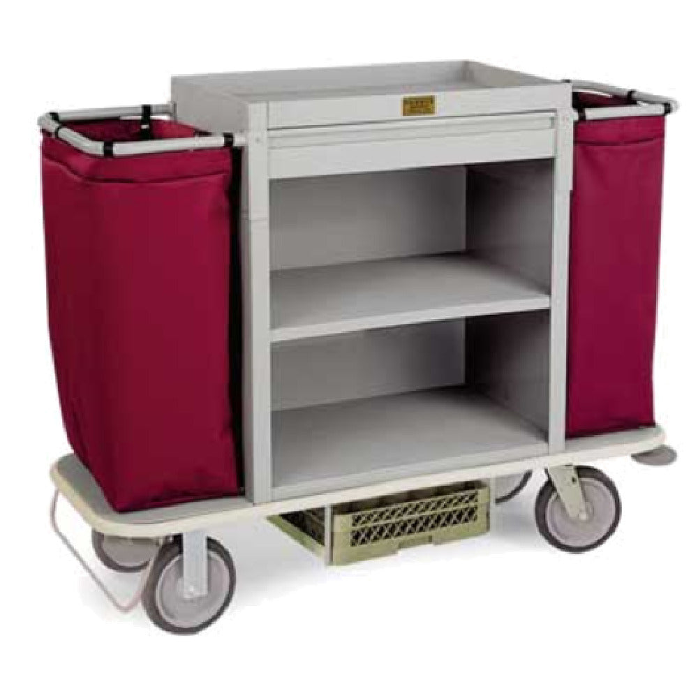 Forbes Industries 2200-33 Plastic Housekeeping Cart Two Shelves In A 30" W X 19" D X 33" H Cabinet With 2" Deep Top Tray