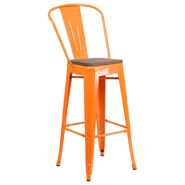 Flash Furniture CH-31320-30GB-OR-WD-GG Bar Stool 500 Lb. Weight Capacity Bistro Style