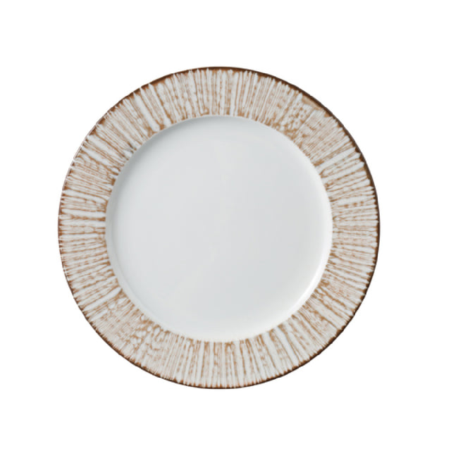 Yanco LE-109 - Legna Dinner Plate, 9 1/4" X 7/8", White & Brown