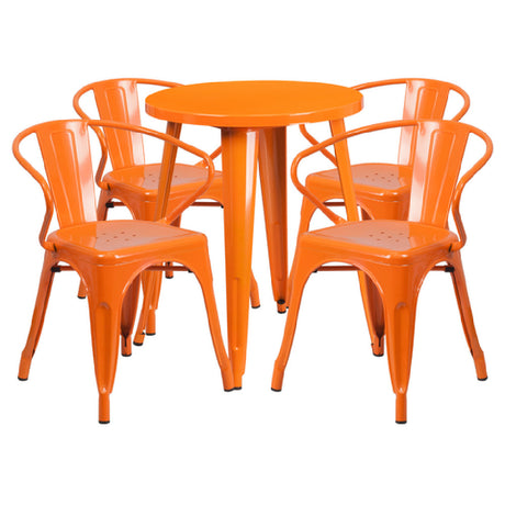 Flash Furniture CH-51080TH-4-18ARM-OR-GG Table And Chair Set Includes (1) 24" Dia. X 29"H Table