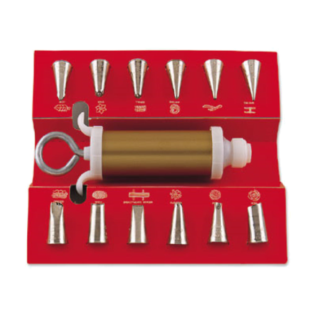 Alegacy Foodservice Products 556 Decorating Syringe Set Includes: (12) Assorted Stainless Steel Tubes
