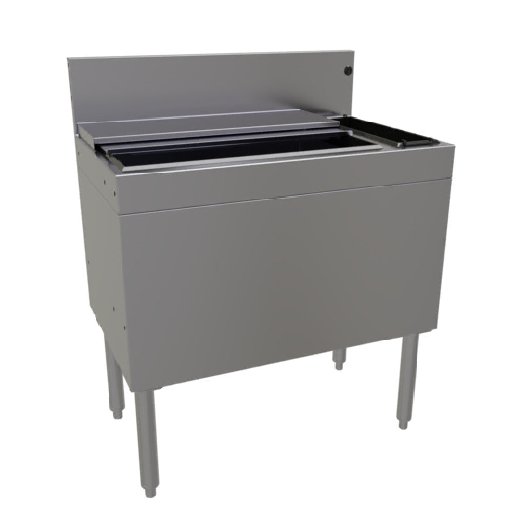 Glastender CBA-30R3-CP10-ED Extra Deep Underbar Ice Bin/Cocktail Unit With Bottle Well Storage