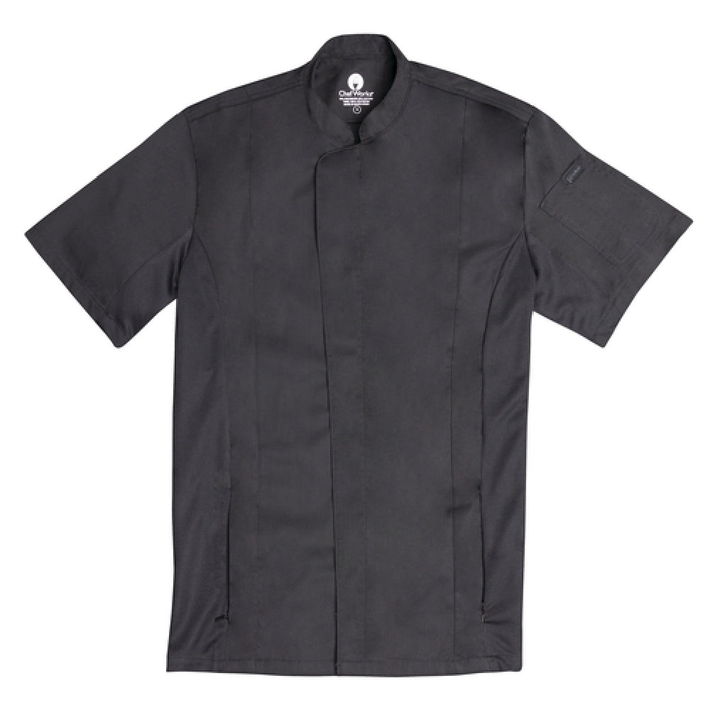 Chef Works CES02BLKM Bristol V-Series Chef Coat Single-breasted Short Sleeves