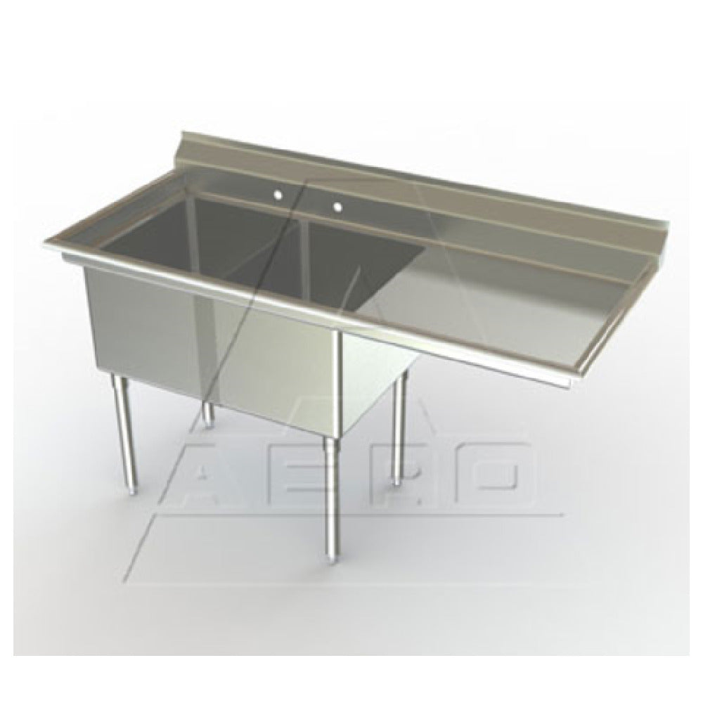 AERO Manufacturing XF2-2116-18R Delux™ Sink Two Compartment With 18" Drainboard On Right