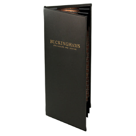 Menu Solutions MAJ60BD Menu Cover Holds 4-1/4" X 14" Inserts Quad Panel Booklet With 6 Views