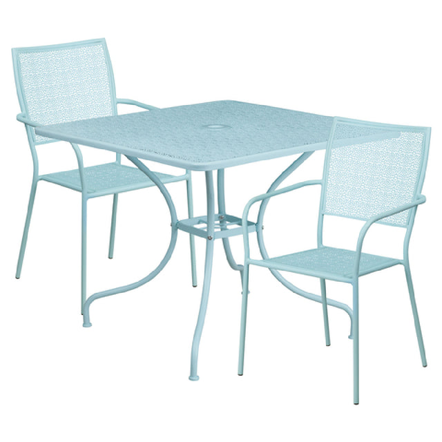 Flash Furniture CO-35SQ-02CHR2-SKY-GG Patio Table Set Includes (1) Table: 35-1/2"W X 35-1/2"D X 28-3/4"H