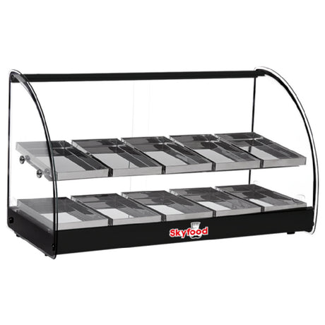 Skyfood Equipment FWD2-30BL Food Warmer Display Case 30-1/2"W X 14-3/8"D X 17-1/2"H (2) Shelves With (10) Stainless Steel Pans Per Shelf