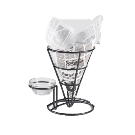 GET Enterprises 4-361644 Clipper Mill Fry Cone Basket 5" Dia. X 7"H With (1) Condiment Cup Holder