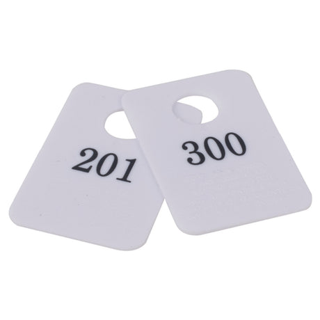 Stanton Trading 5PCR-201-300 - Coat Room Checks, Plastic, With Hanger Hold And "Not Responsible" Disclaimer (set Is Numbered 201-300 & Includes 1 Of Each Number)