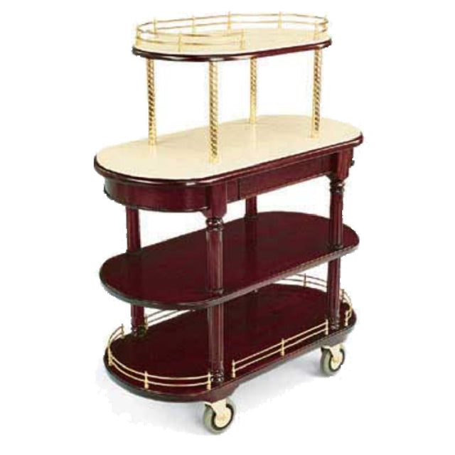 Forbes Industries 5833 Pastry Display Cart Avonite Top Shelf & Tier Veneer Wood Finish