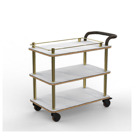 Steelite MGCRNX01CSXX Mogogo Rollin Service Cart With Leather Handle White Carrera Stainless Steel