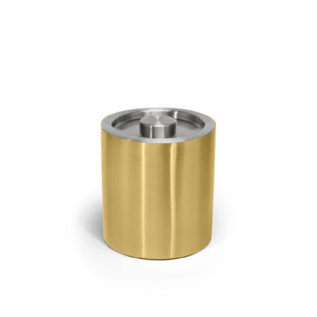 FOH RIB072GOS21 2qt Round Stainless Ice Bucket Matte Brass With Brushed Stainless Lid