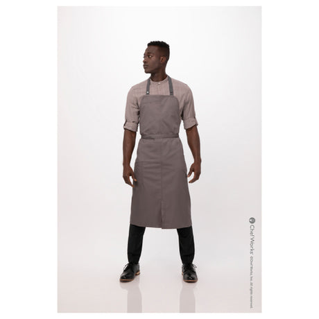 Chef Works ACN01-MSH-0 Brio Chef's Bib Apron 40"L X 43"W Adjustable Elastic Neck Strap