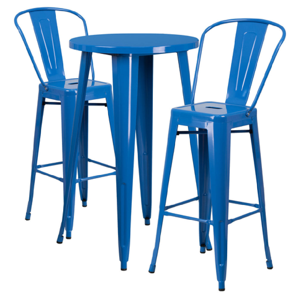 Flash Furniture CH-51080BH-2-30CAFE-BL-GG Table And Bar Stool Set Includes (1) 24" Dia. X 41"H Table