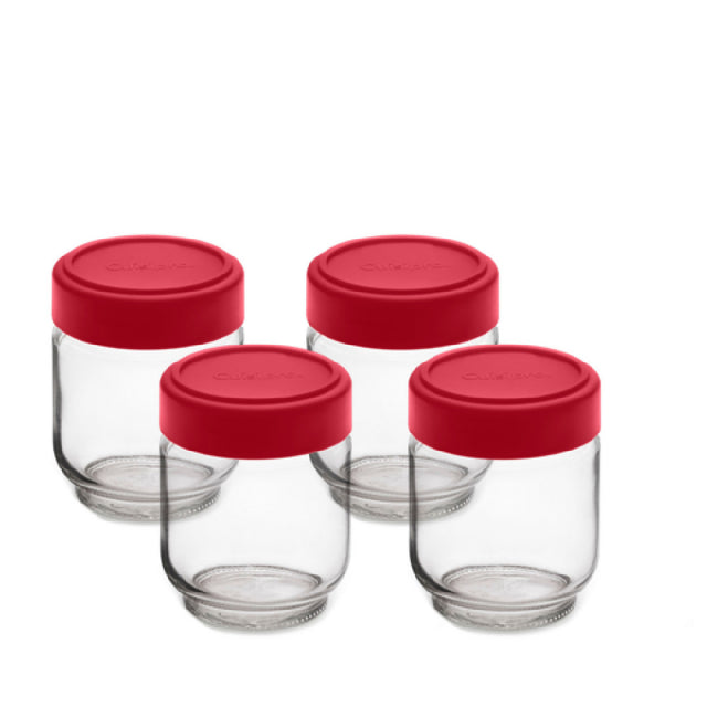 Browne Foodservice 747361 CUISIPRO Leak-Proof Glass Jars Set Of 4 Jars 160ml/6oz.