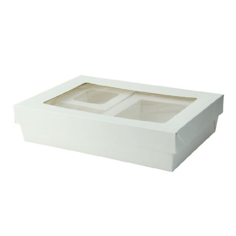 PacknWood KARECWH2 - VIP Set, Includes: (1) Rectangular White Kray Boxes With PET Window Lid - 50oz 8.8 X 6.1 X 2in - 200 Pcs (210KARECWH2215)