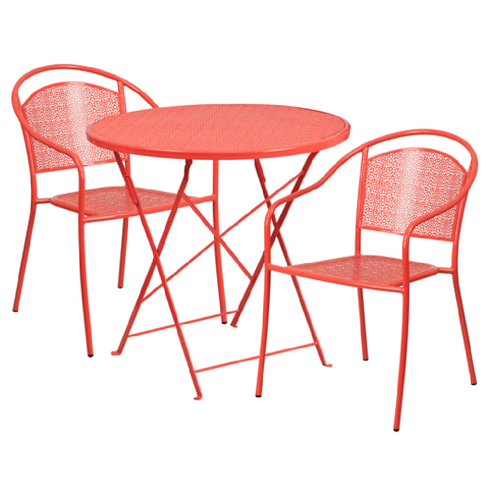 Flash Furniture CO-30RDF-03CHR2-RED-GG Patio Table Set Includes (1) Folding Table: 30" Dia. X 28"H