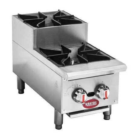 Hubert 174912 - Kratos® Gas Step-Up Countertop Range, 12"W X 30"D X 13 1/2"H, (2) Independently Controlled Burners