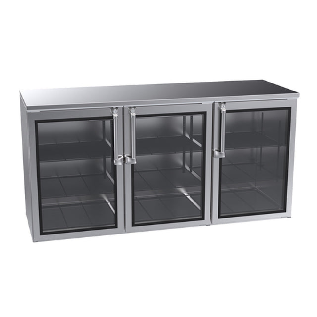 Krowne BR72 Remote Back Bar Storage Cabinet Three-section 72"W X 24"D