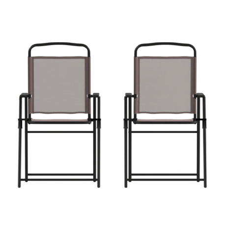 Flash Furniture 2-GM-SC098-BR-GG Folding Patio Chair 350 Lbs. Weight Capacity