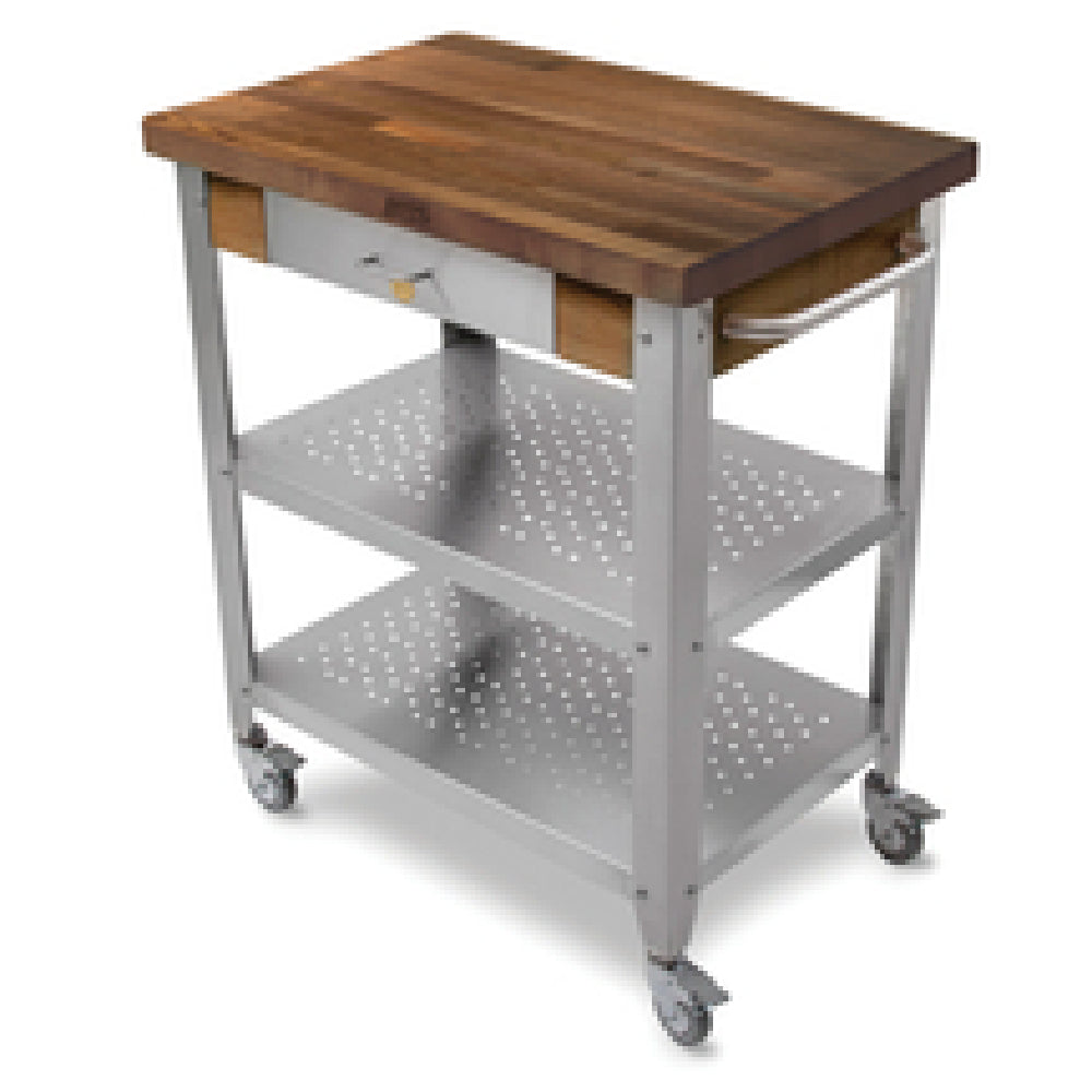 John Boos WAL-CUCE30 Cucina Elegante Cart 30"W X 20"D X 35"H Overall Size 1-1/2" Thick Edge Grain Top